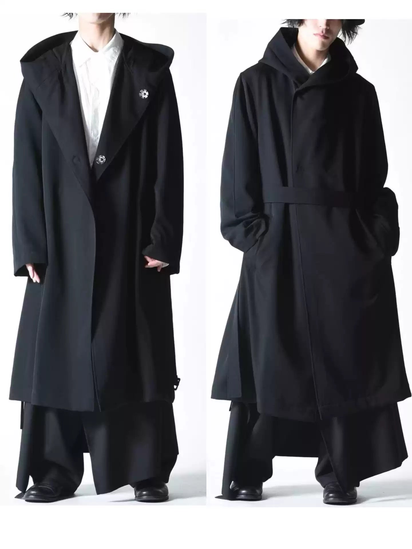 Yohji Yamamoto Ordered A Hooded Coat Boxer's Robe Lace-up Coat