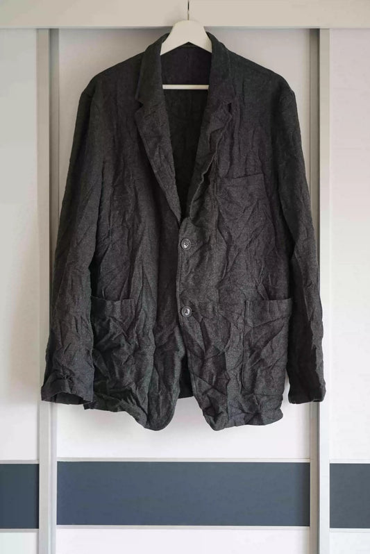 Yohji Yamamoto 16aw Grey Wool Pleated Blazer