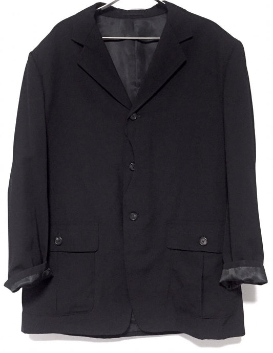 Yohji Yamamoto Y'S For Men Black Wool Coat - DMC