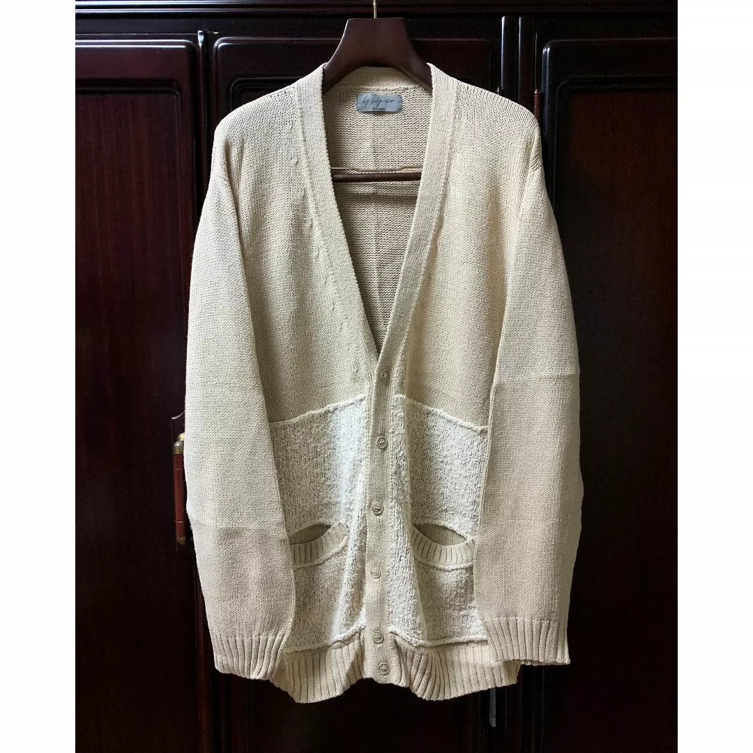 Yohji Yamamoto pour Homme12ss torn patchwork linen cardigan