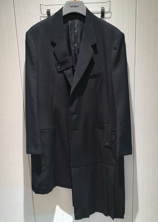 Yohji Yamamoto 23Ss Pleated Suit Collar Asymmetrical Coat - DMC