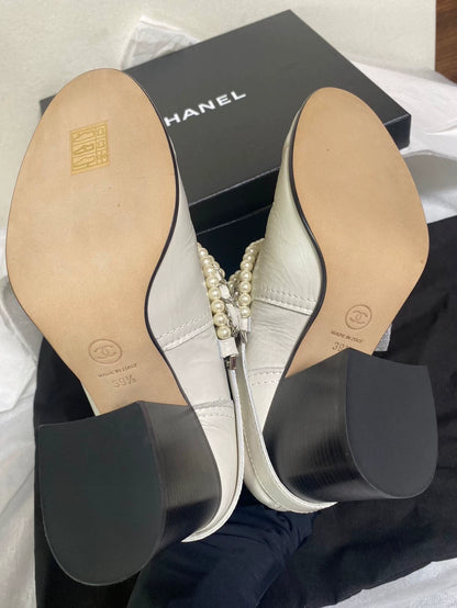 Chanel Pearl Chain High Heeled Boots