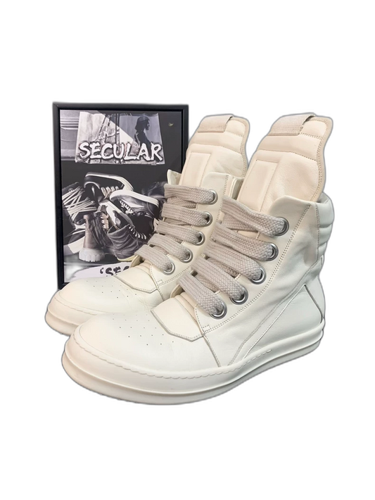 Rick Owens Geobasket Sneakers in Milk Color-yf