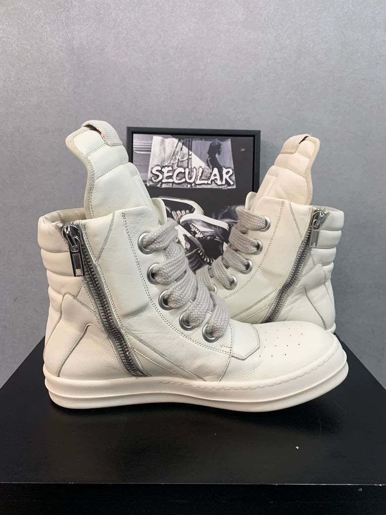 Rick Owens Geobasket Sneakers in Milk Color-yf