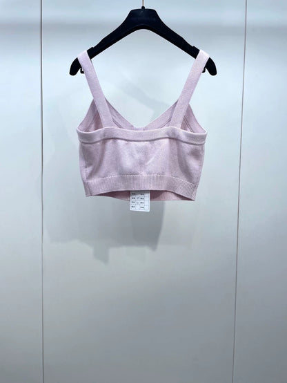 Chanel Pink Knit Cashmere Cami Top