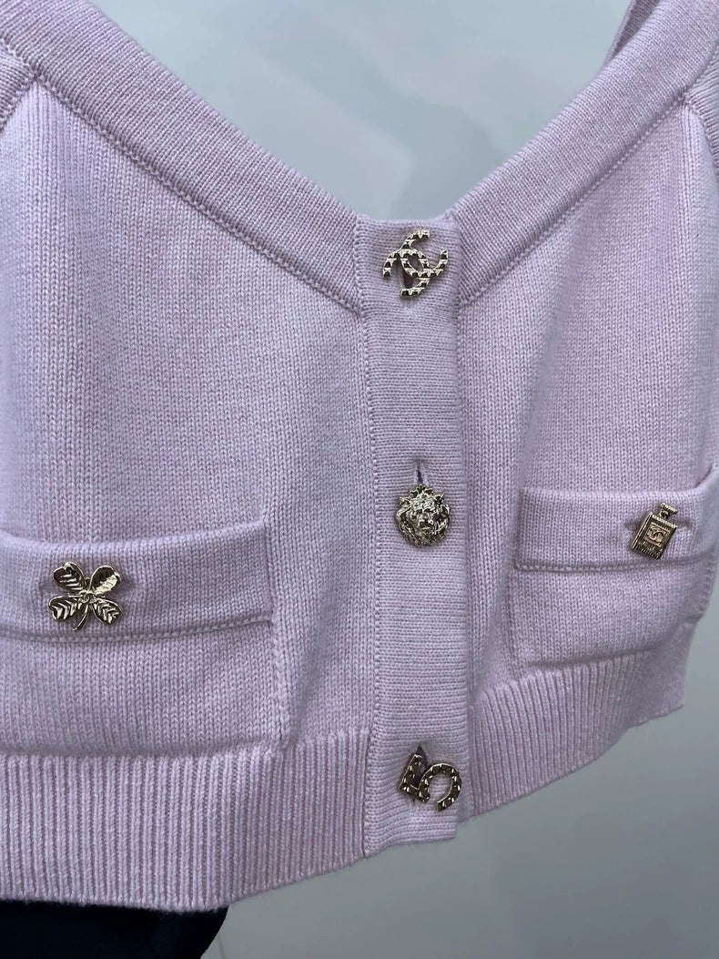 Chanel Pink Knit Cashmere Cami Top