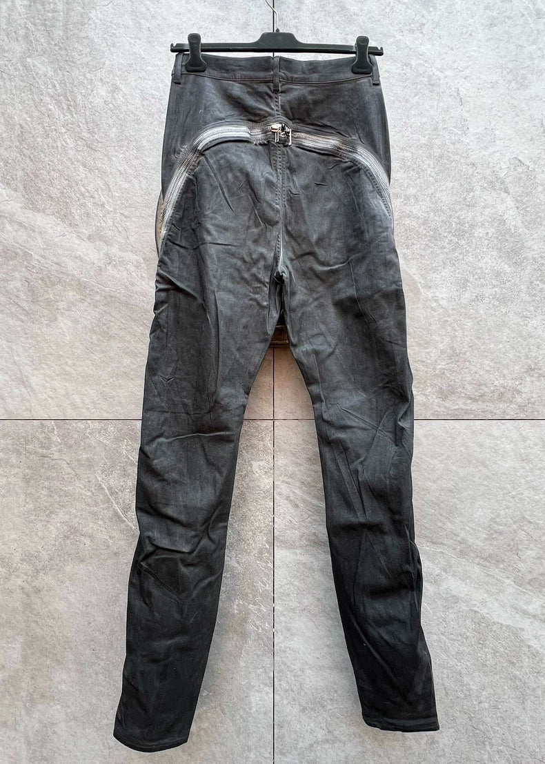 Rick Owens Dark Gray Waxed Flared Pants