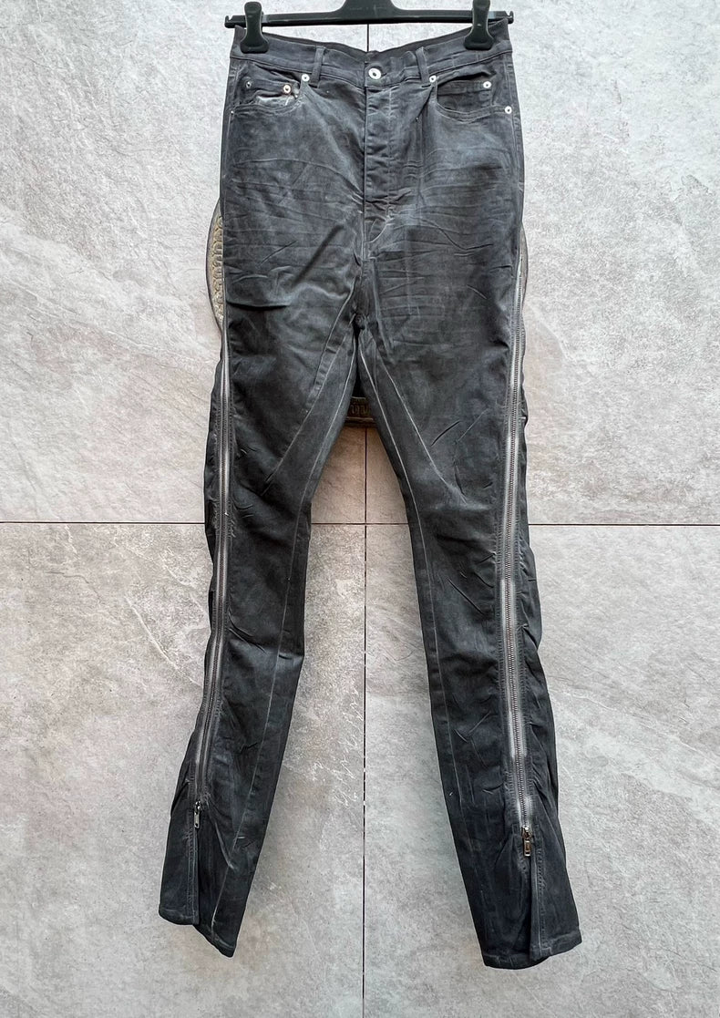 Rick Owens Dark Gray Waxed Flared Pants