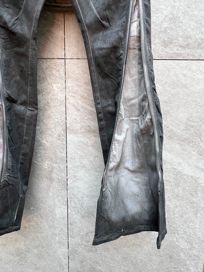 Rick Owens Dark Gray Waxed Flared Pants