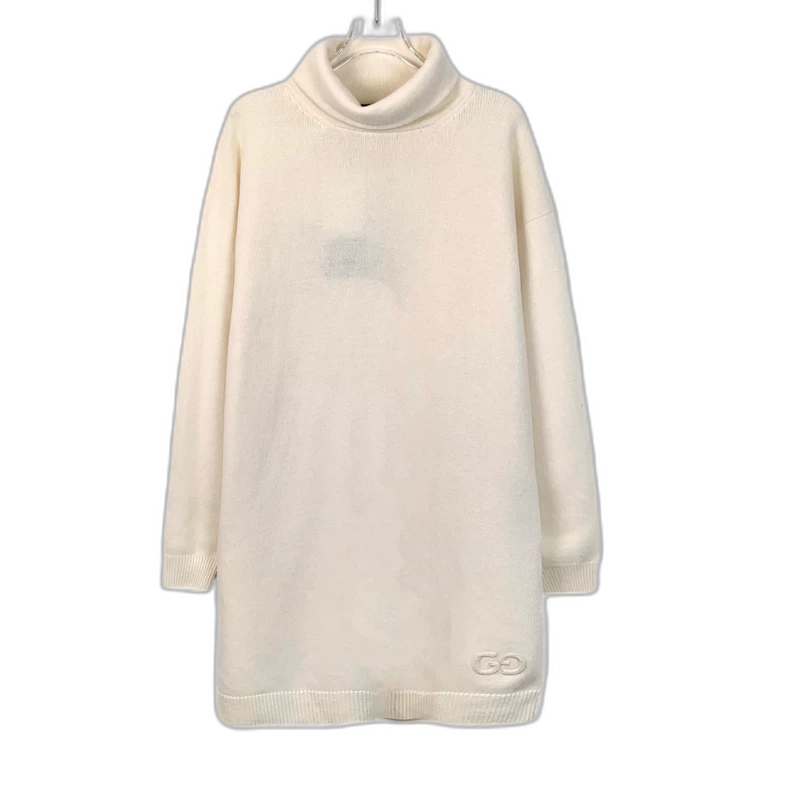 Gucci Beige Logo Embroidered Knit Sweater