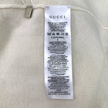 Gucci Beige Logo Embroidered Knit Sweater