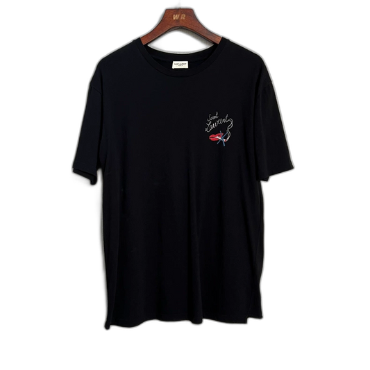 Saint Laurent Black Logo Short Sleeve T-Shirt