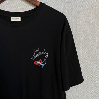 Saint Laurent Black Logo Short Sleeve T-Shirt