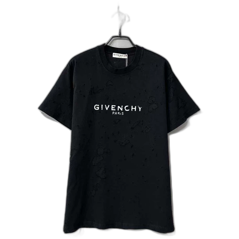 Givenchy Logo Distressed Short Sleeve T-Shirt