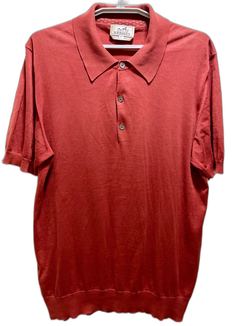 Hermes Red Knit Polo Shirt