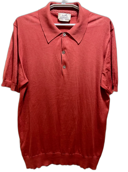 Hermes Red Knit Polo Shirt