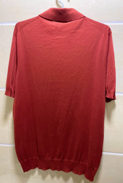 Hermes Red Knit Polo Shirt