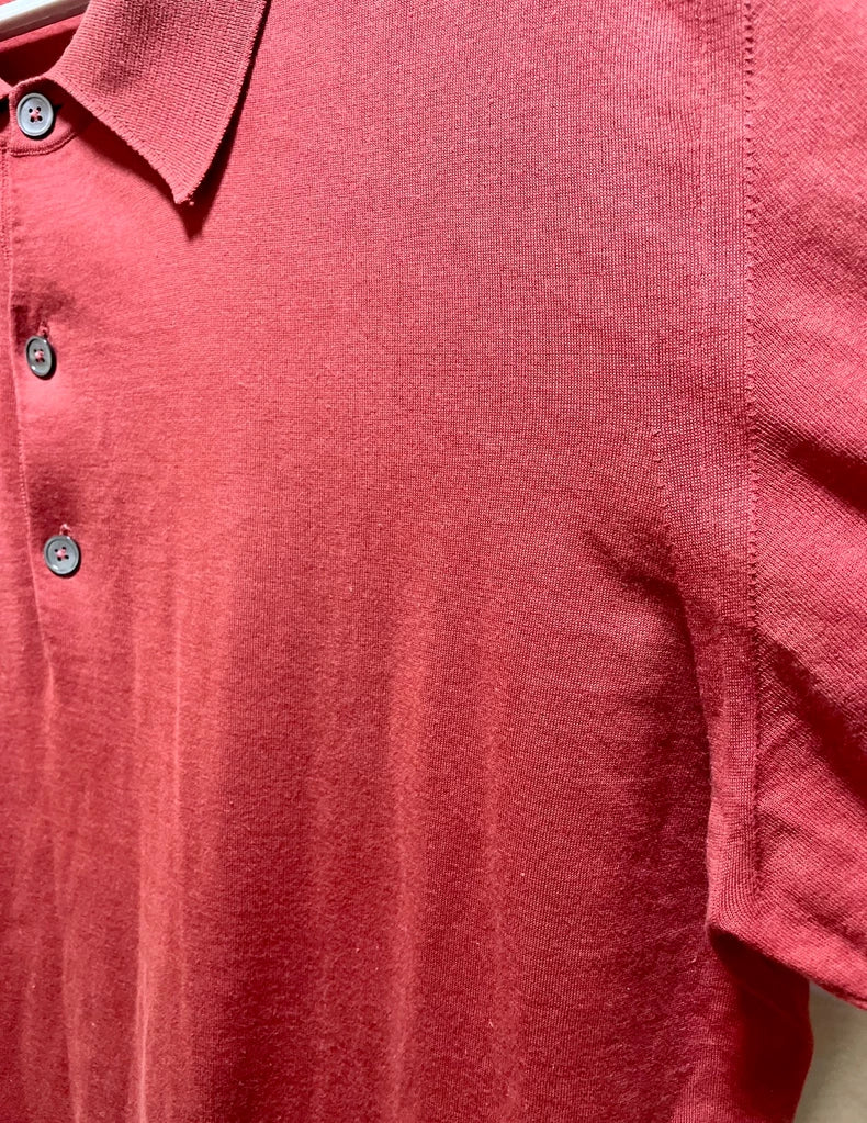 Hermes Red Knit Polo Shirt