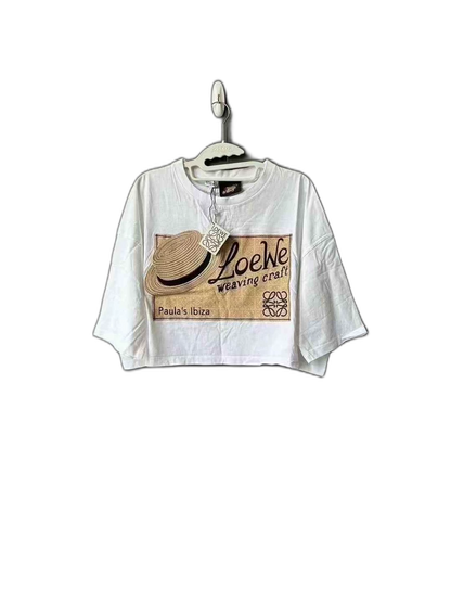 Loewe Print Cropped Short Sleeve Top