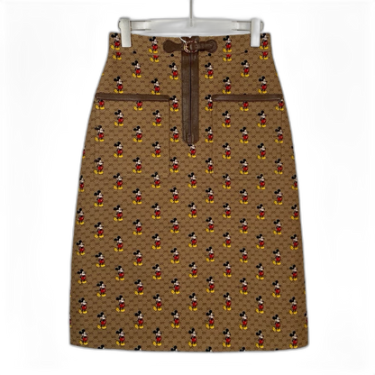 Gucci Disney Brown Mickey Mouse A-Line Skirt
