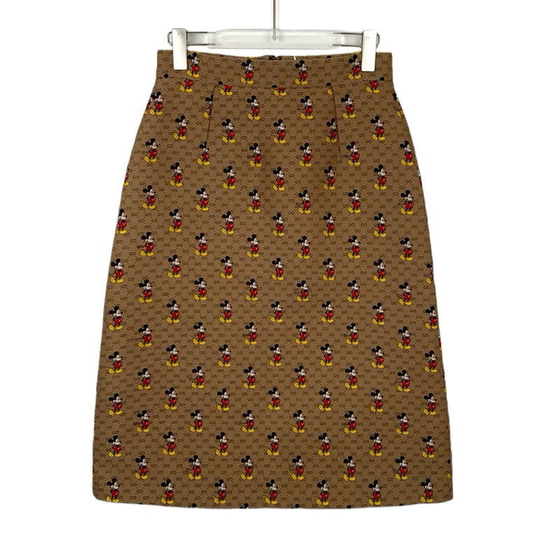 Gucci Disney Brown Mickey Mouse A-Line Skirt