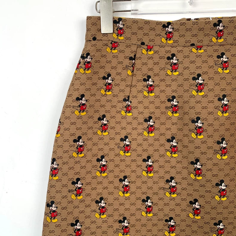 Gucci Disney Brown Mickey Mouse A-Line Skirt