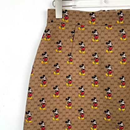 Gucci Disney Brown Mickey Mouse A-Line Skirt