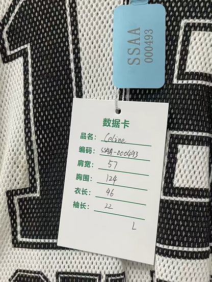 Celine Black and White Mesh Short Sleeve