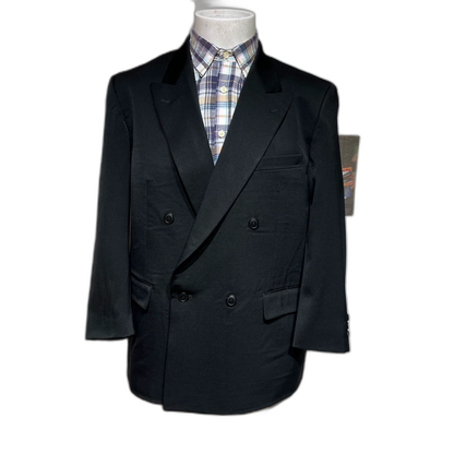 Vintage Black Double-Breasted Wool Suit Jacket