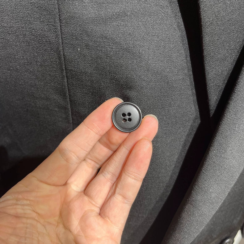 Vintage Black Double-Breasted Wool Suit Jacket