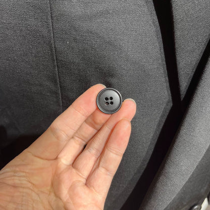 Vintage Black Double-Breasted Wool Suit Jacket