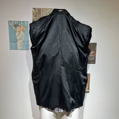 Vintage Black Double-Breasted Wool Suit Jacket