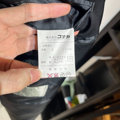 Vintage Black Double-Breasted Wool Suit Jacket