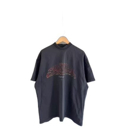 Balenciaga Black Flamed Letter Short Sleeve T-shirt