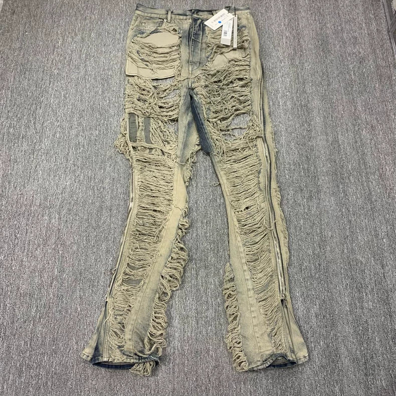 Rick Owens Distressed Washed Denim Jeans