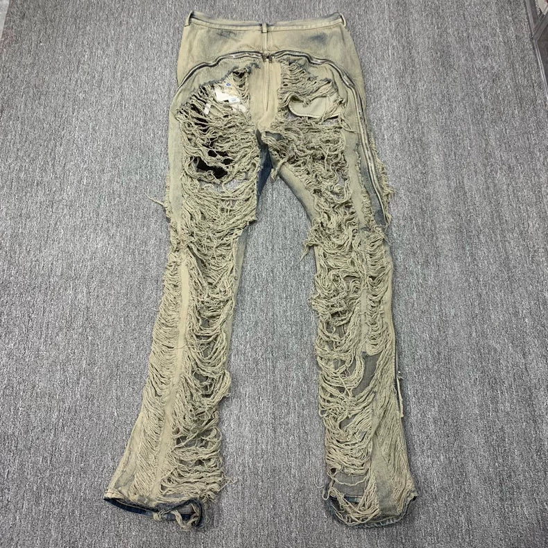 Rick Owens Distressed Washed Denim Jeans