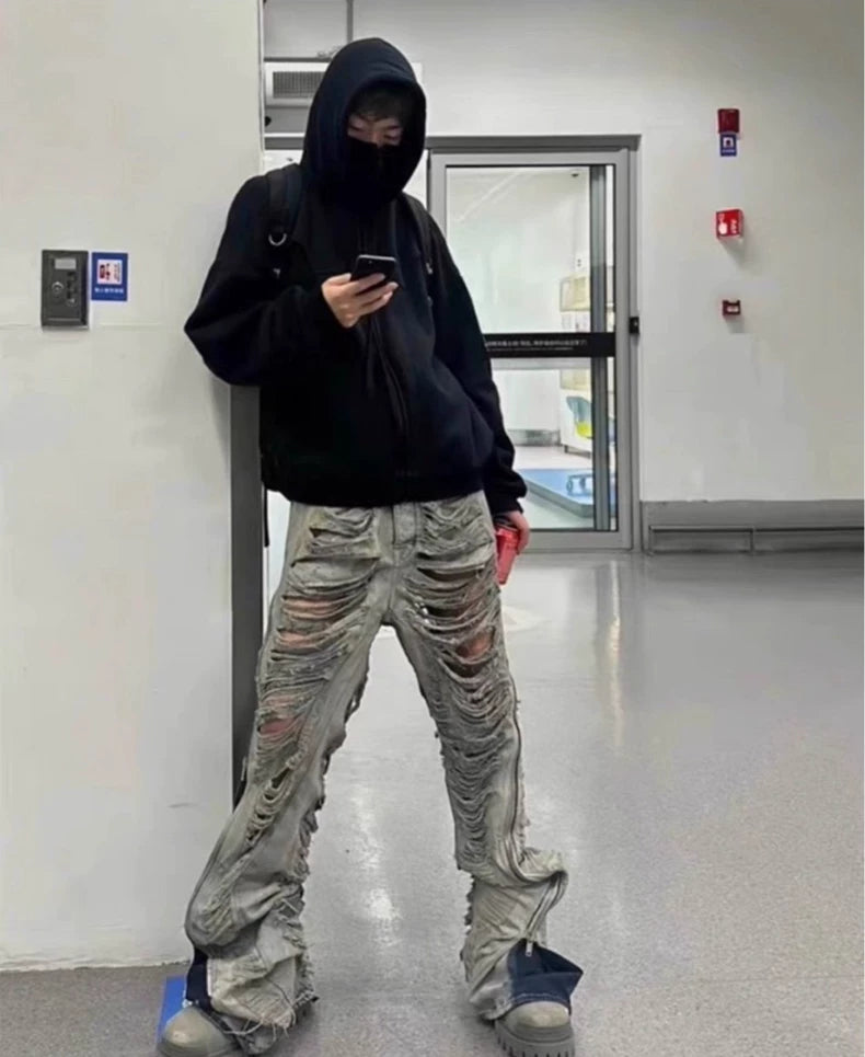 Rick Owens Distressed Washed Denim Jeans