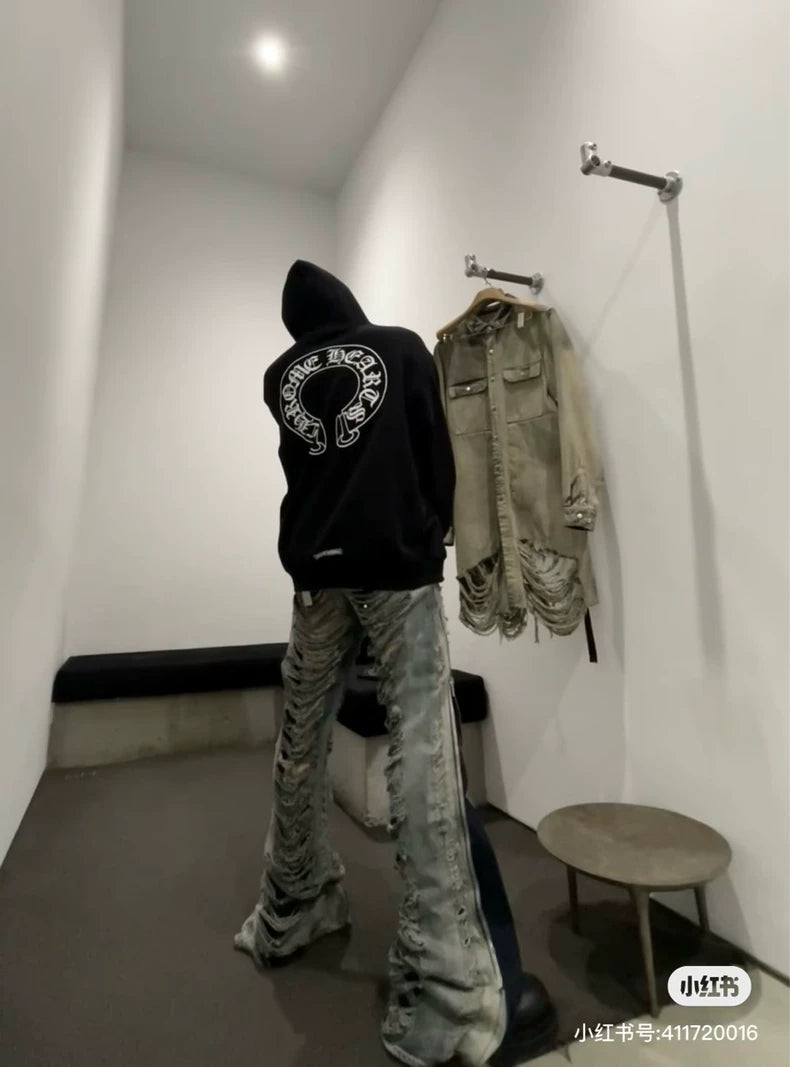 Rick Owens Distressed Washed Denim Jeans