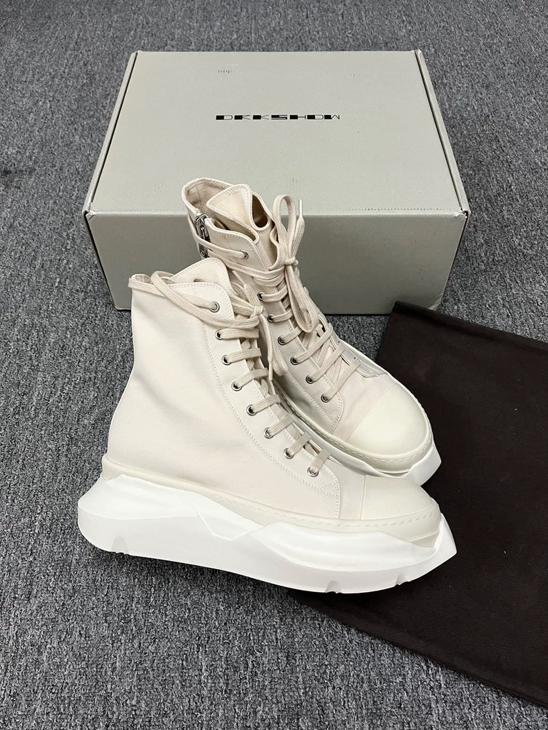 Rick Owens High-Top Sneakers in Cream Color-yf