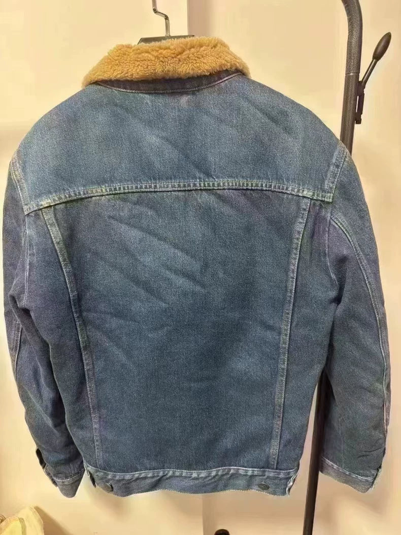 Gucci Shearling Collar Denim Jacket-yf