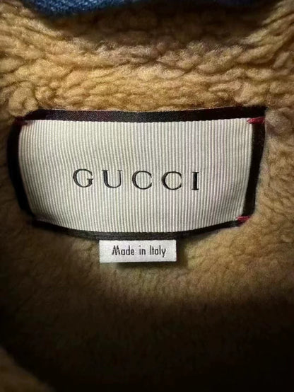 Gucci Shearling Collar Denim Jacket-yf