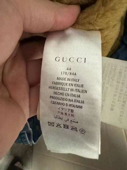 Gucci Shearling Collar Denim Jacket-yf