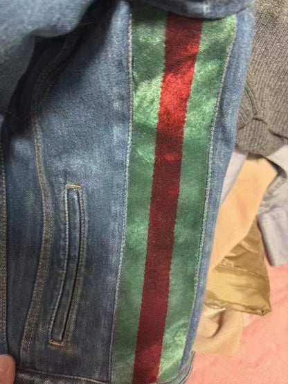 Gucci Shearling Collar Denim Jacket-yf