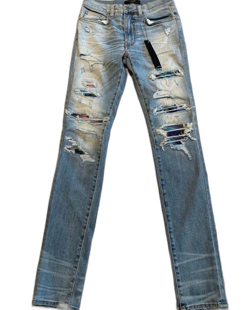 Blue Watercolor Denim Thrash MX1 Pants