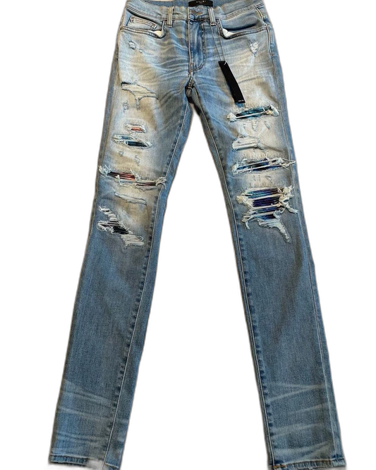 Blue Watercolor Denim Thrash MX1 Pants