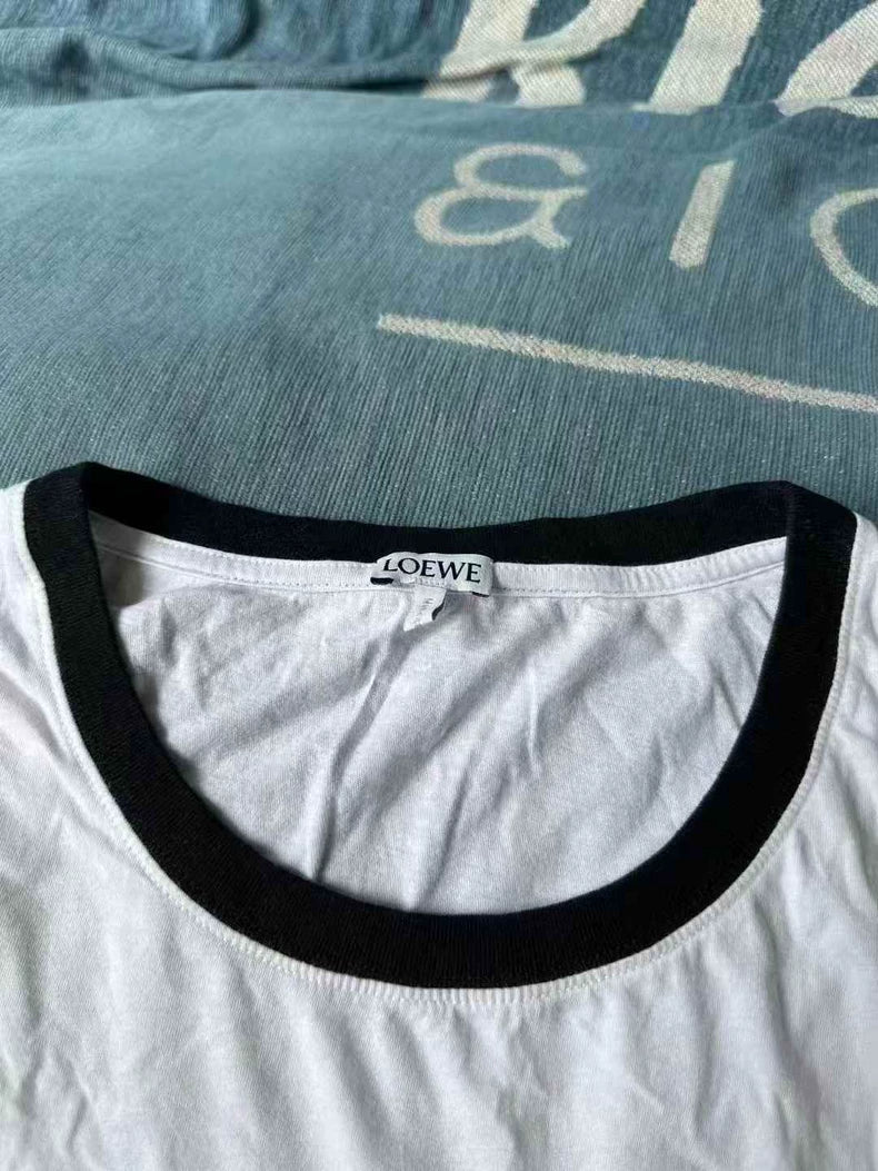 Loewe Black White Embroidered Logo Tee