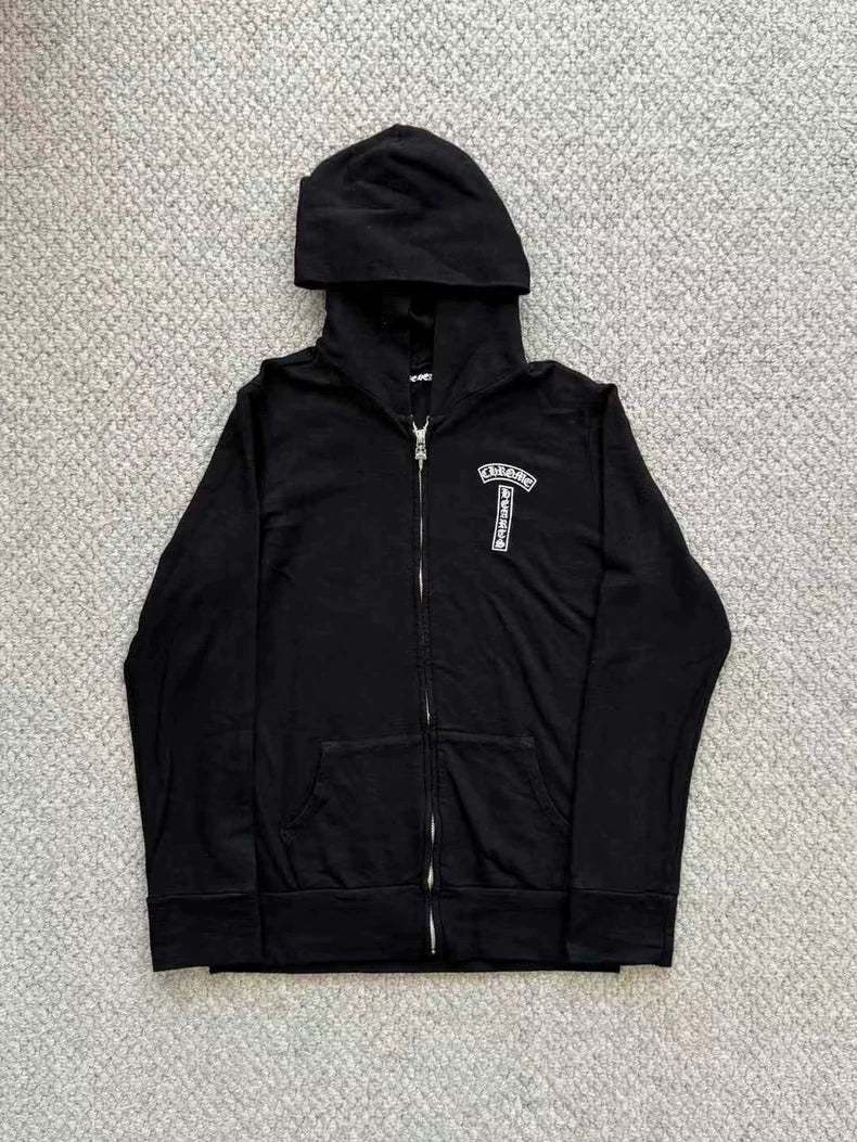 Chrome Hearts Black Hoodie with Flag Design