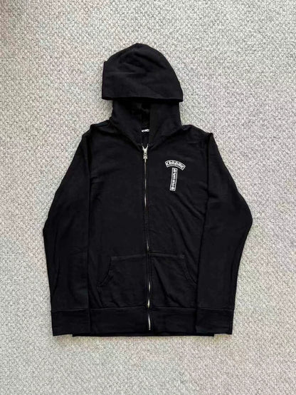 Chrome Hearts Black Hoodie with Flag Design