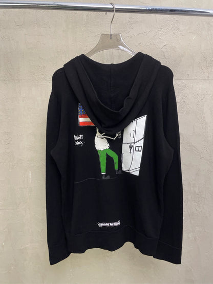 Chrome Hearts Black Hoodie with Flag Design