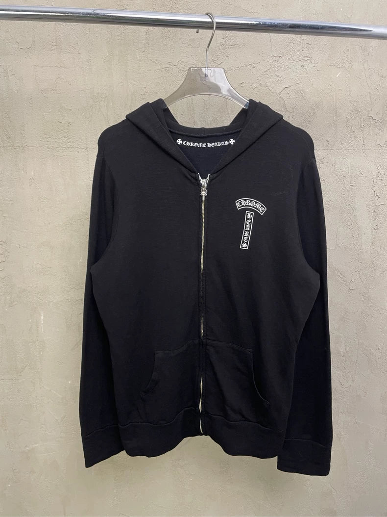 Chrome Hearts Black Hoodie with Flag Design
